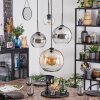 Koyoto Suspension, Boule lumineuse, Suspension grappe Ambre, Chrome, Clair, Fumé, 4 lumières