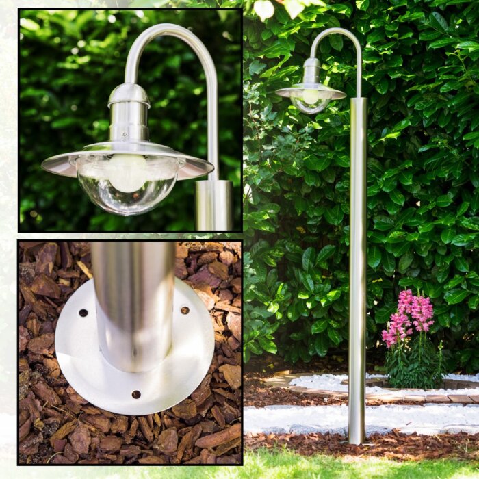 Lampadaire extérieur Elima couleur acier inoxydable, 1 lumière