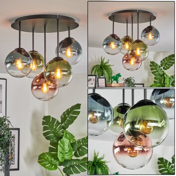 Gastor Plafonnier, Boule lumineuse 45 cm Bleu, Vert, Clair, Cuivré, 5 lumières