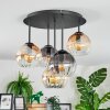 Koyoto Plafonnier, Boule lumineuse 45 cm Ambre, Clair, Fumé, 5 lumières