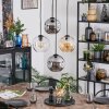 Ripoll Suspension, Boule lumineuse, Suspension grappe Ambre, Clair, Fumé, 4 lumières