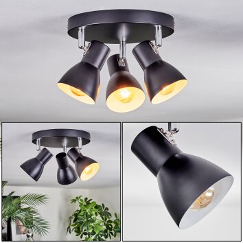 Farel Plafonnier, Spot de plafond Chrome, Noir, 3 lumières