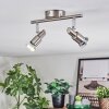 Firan Plafonnier, Spot de plafond LED Nickel mat, 2 lumières