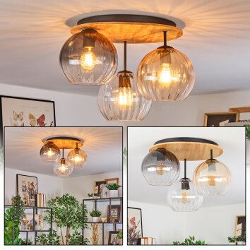 Koyoto Plafonnier, Boule lumineuse 40 cm Écru, Noir, 3 lumières