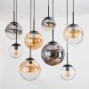 Gastor Suspension, Boule lumineuse, Suspension Ambre, Chrome, Clair, Fumé, 8 lumières