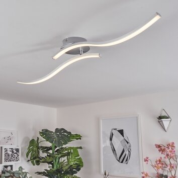 Plafonnier Mohlin LED Nickel, Blanc, 2 lumières