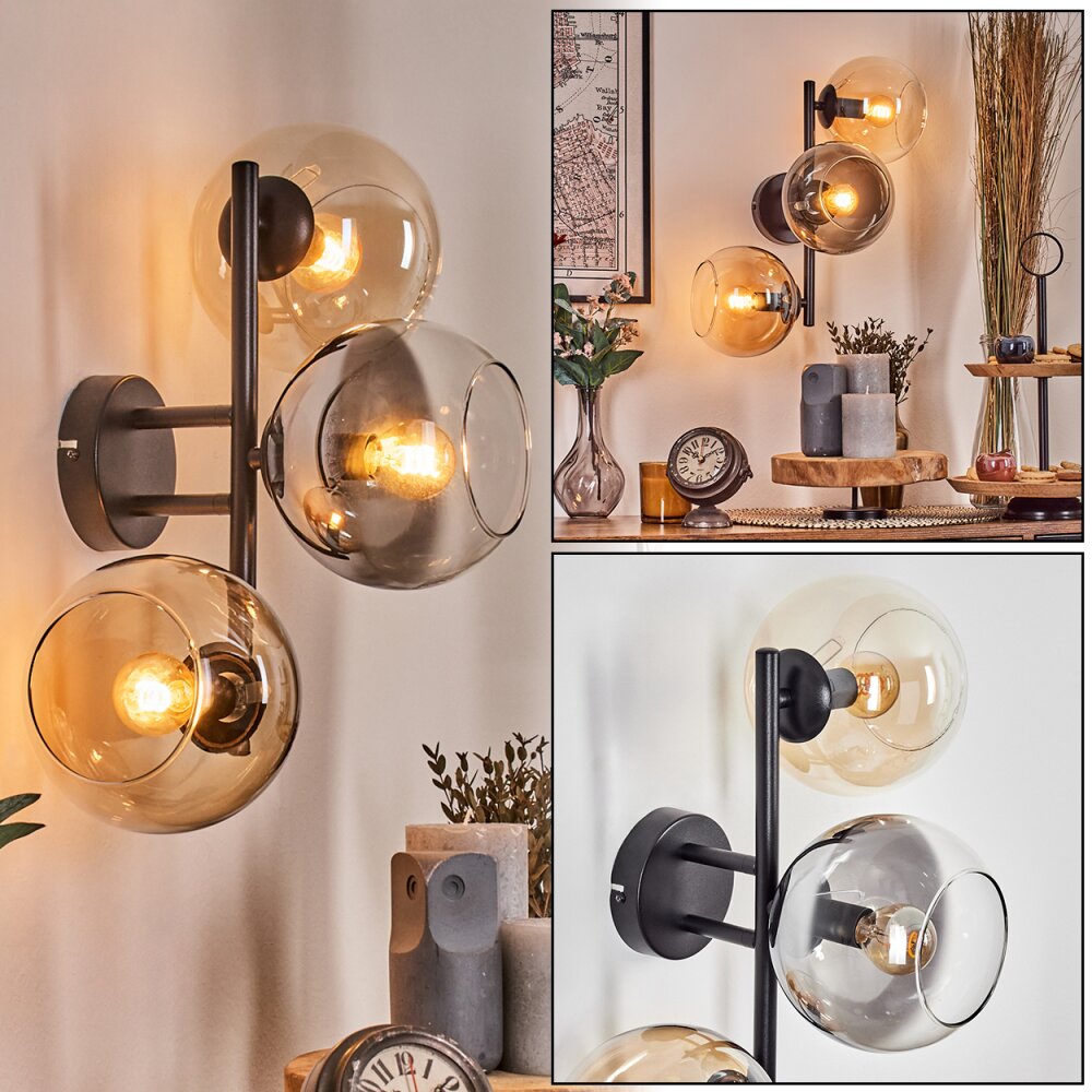 Koyoto Boule lumineuse, Applique murale Ambre, Clair, Fumé, 3 lumières main product photo