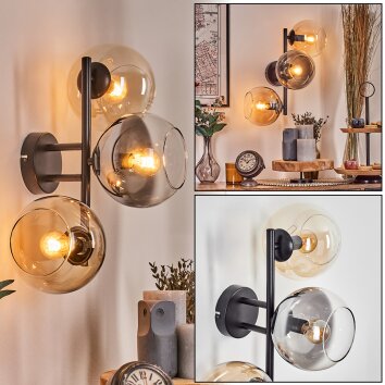 Koyoto Boule lumineuse, Applique murale Ambre, Clair, Fumé, 3 lumières
