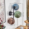 Koyoto Boule lumineuse, Applique murale Bleu, Vert, Cuivré, 3 lumières