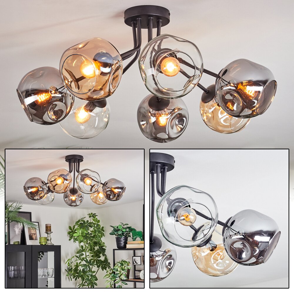 Ripoll Plafonnier, Boule lumineuse Ambre, Clair, Fumé, 7 lumières main product photo