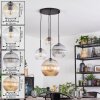 Koyoto Suspension, Boule lumineuse, Suspension grappe Ambre, Clair, Fumé, 4 lumières