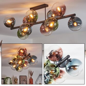 Gastor Plafonnier, Boule lumineuse Bleu, Vert, Clair, Cuivré, 10 lumières
