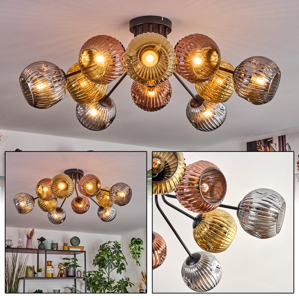 Ripoll Plafonnier, Boule lumineuse Or, Cuivré, Fumé, 10 lumières main product photo