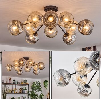 Ripoll Plafonnier, Boule lumineuse Ambre, Clair, Fumé, 10 lumières