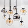 Gastor Suspension, Boule lumineuse, Suspension Ambre, Chrome, Clair, Fumé, 8 lumières