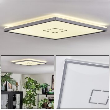 Simonstorp Plafonnier, Panel LED Argenté, Blanc, 1 lumière