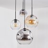 Ripoll Suspension, Boule lumineuse, Suspension Ambre, Chrome, Clair, Fumé, 4 lumières