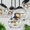 Koyoto Plafonnier, Boule lumineuse 45 cm Chrome, Clair, Fumé, 5 lumières