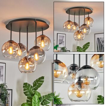 Koyoto Plafonnier, Boule lumineuse 45 cm Ambre, Clair, Fumé, 5 lumières