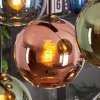 Koyoto Suspension, Boule lumineuse, Suspension Bleu, Vert, Cuivré, 8 lumières