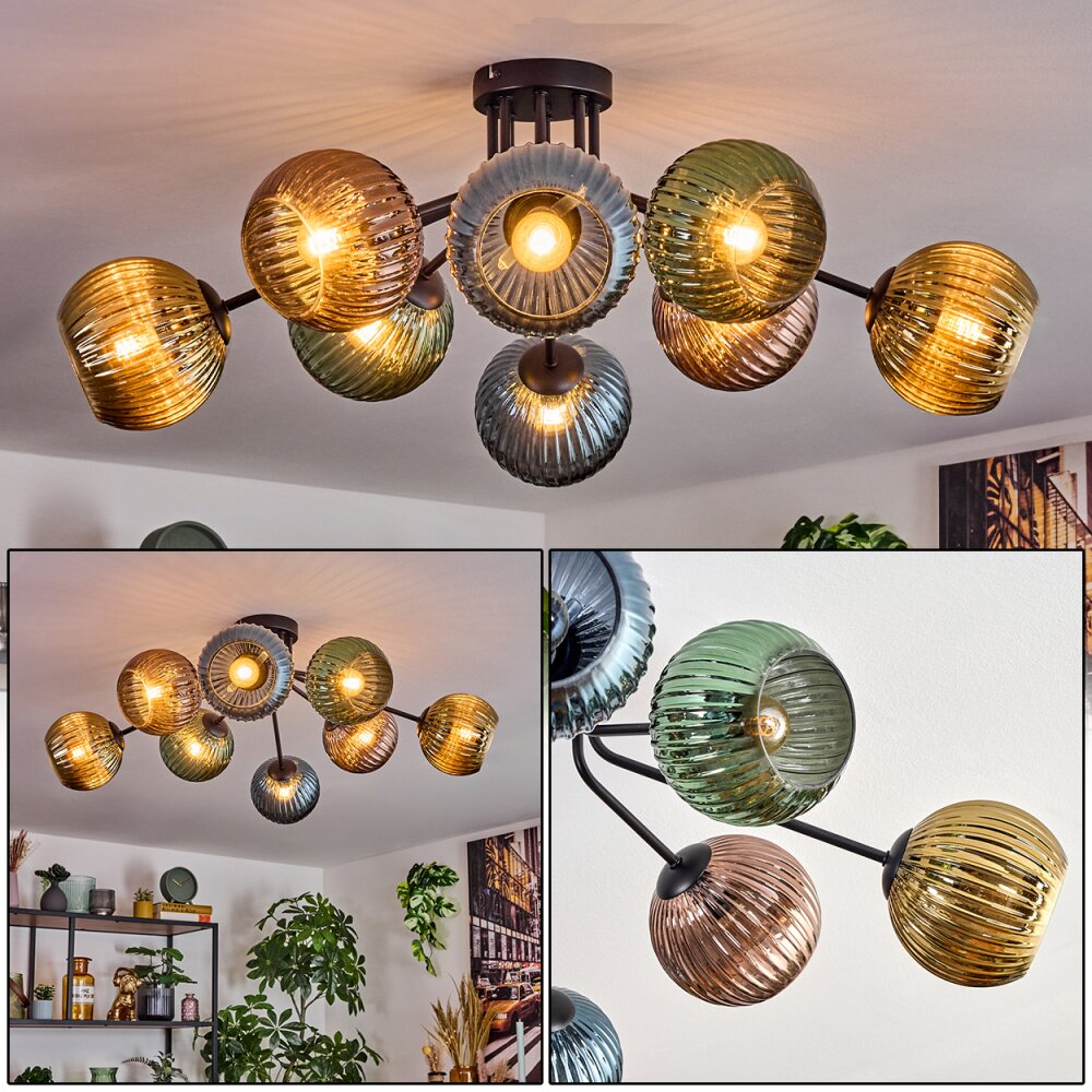 Koyoto Plafonnier, Boule lumineuse 85 cm Bleu, Or, Vert, Cuivré, 8 lumières main product photo