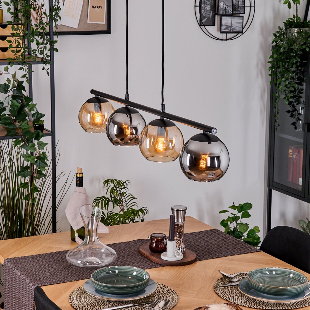 Koyoto Suspension, Boule lumineuse, Suspension Ambre, Chrome, Fumé, 4 lumières main product photo