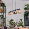 Koyoto Suspension, Boule lumineuse, Suspension Ambre, Chrome, Clair, Fumé, 4 lumières