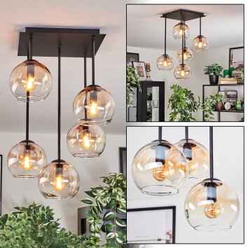 Koyoto Plafonnier, Boule lumineuse Ambre, Clair, 5 lumières