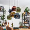Koyoto Suspension, Boule lumineuse, Suspension Bleu, Or, Vert, Cuivré, 6 lumières