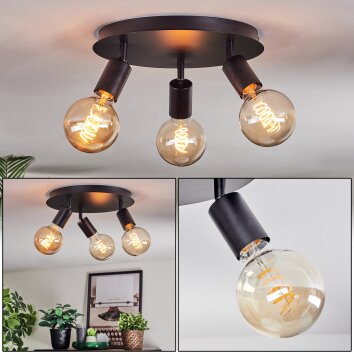 Geira Plafonnier, Spot de plafond Noir, 3 lumières