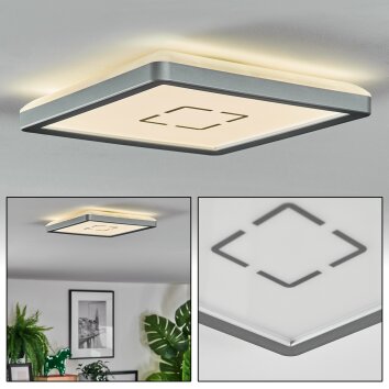 Simonstorp Plafonnier, Panel LED Argenté, Blanc, 1 lumière