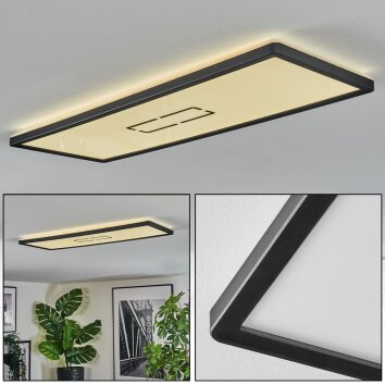 Simonstorp Plafonnier, Panel LED Noir, Blanc, 1 lumière