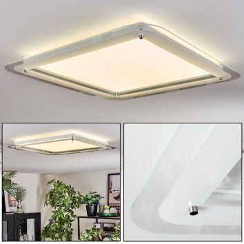 Ipres Plafonnier, Panel LED Argenté, Blanc, 1 lumière