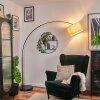 Bassagoda Lampadaire, Lampadaires arc Noir, 1 lumière, Abat-jour en tissu
