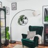 Bassagoda Lampadaire, Lampadaires arc Noir, 1 lumière, Abat-jour en tissu