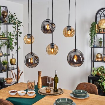 Ripoll Suspension, Boule lumineuse, Suspension Ambre, Fumé, 6 lumières Ripoll Suspension, Boule lumineuse, Suspension Ambre, Fumé, 6 lumières
