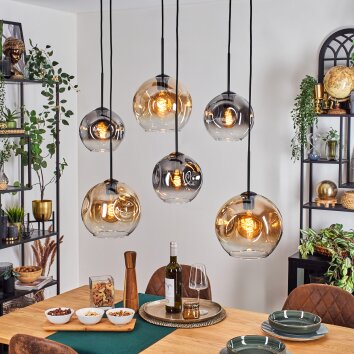 Ripoll Suspension, Boule lumineuse, Suspension Ambre, Clair, Fumé, 6 lumières Ripoll Suspension, Boule lumineuse, Suspension Ambre, Clair, Fumé, 6 lumières
