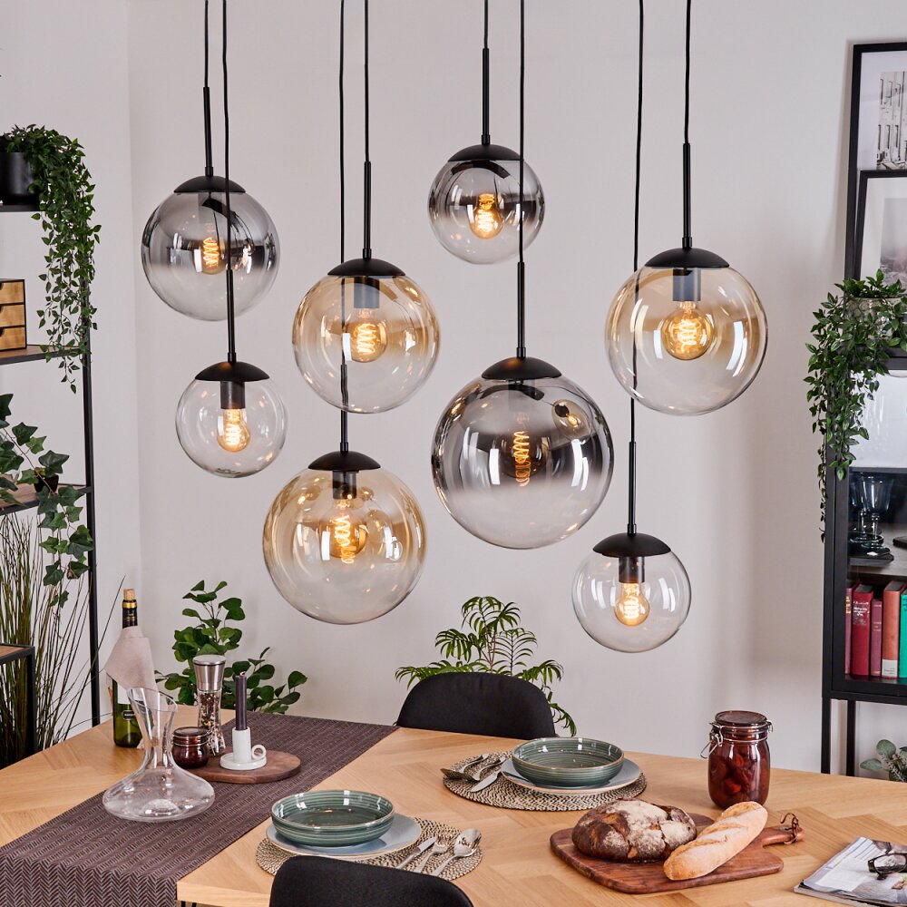 Gastor Suspension, Boule lumineuse, Suspension Ambre, Clair, Fumé, 8 lumières main product photo