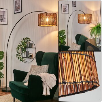 Cando Lampadaire, Lampadaires arc Chrome, Noir, 1 lumière