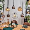 Koyoto Suspension, Boule lumineuse, Suspension Ambre, Chrome, Clair, Fumé, 6 lumières