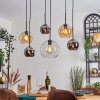 Koyoto Suspension, Boule lumineuse, Suspension Ambre, Chrome, Clair, Fumé, 6 lumières