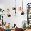 Koyoto Suspension, Boule lumineuse, Suspension Ambre, Chrome, Clair, Fumé, 6 lumières