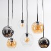 Koyoto Suspension, Boule lumineuse, Suspension Ambre, Chrome, Clair, Fumé, 6 lumières