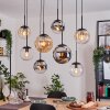 Gastor Suspension, Boule lumineuse, Suspension Ambre, Chrome, Clair, Fumé, 8 lumières