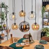 Koyoto Suspension, Boule lumineuse, Suspension Ambre, Chrome, Clair, Fumé, 6 lumières