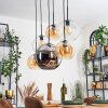 Koyoto Suspension, Boule lumineuse, Suspension Ambre, Chrome, Clair, Fumé, 6 lumières