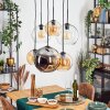 Koyoto Suspension, Boule lumineuse, Suspension Ambre, Chrome, Clair, Fumé, 6 lumières