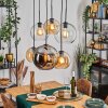 Koyoto Suspension, Boule lumineuse, Suspension Ambre, Chrome, Clair, Fumé, 6 lumières