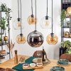 Koyoto Suspension, Boule lumineuse, Suspension Ambre, Chrome, Clair, Fumé, 6 lumières
