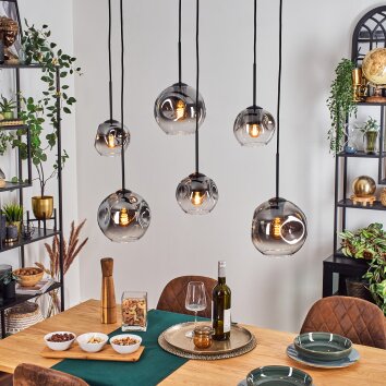 Ripoll Suspension, Boule lumineuse, Suspension Clair, Fumé, 6 lumières